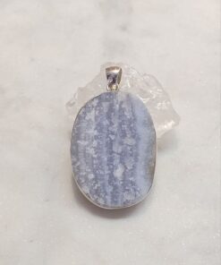 Pendants: Blue Lace Agate Raw Oval Simple 125
