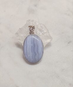 Blue Lace Agate Cab Oval Pendant