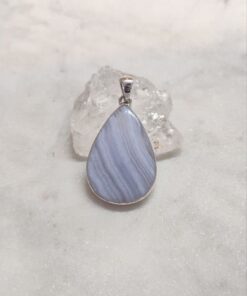 Blue Lace Agate Cabochon Teardrop Pendant