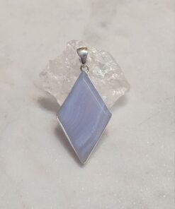 Blue Lace Agate Faceted Rectangle Pendant