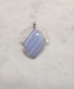 Blue Lace Agate Faceted Rhomboid Pendant