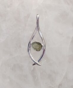 Moldavite 'Wishbone' Design Pendant