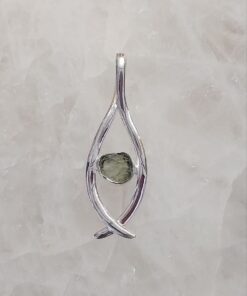 Moldavite 'Wishbone' Design Pendant