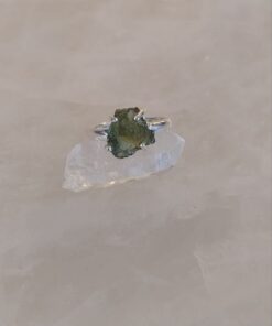 Moldavite Natural Claw Set Ring s6