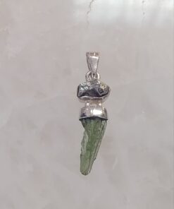 Moldavite Natural Pendant with Pyrite Accent