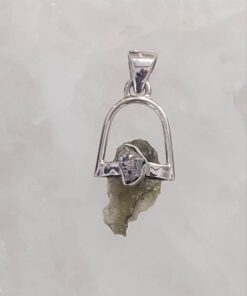 Moldavite Natural Pendant with Pyrite Accent