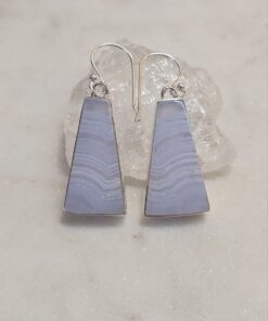 Blue Lace Agate Rhomboid Earrings