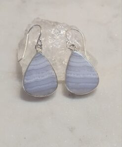 Blue Lace Agate Teardrop Earrings