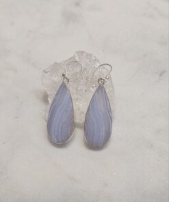 Blue Lace Agate Teardrop Earrings