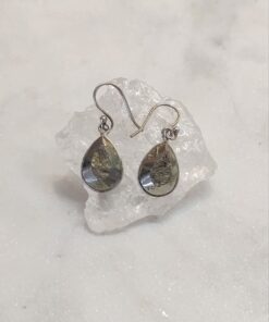 Pyrite Druzy Teardrop Earrings