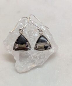 Pyrite Cabochon Trillion Earrings