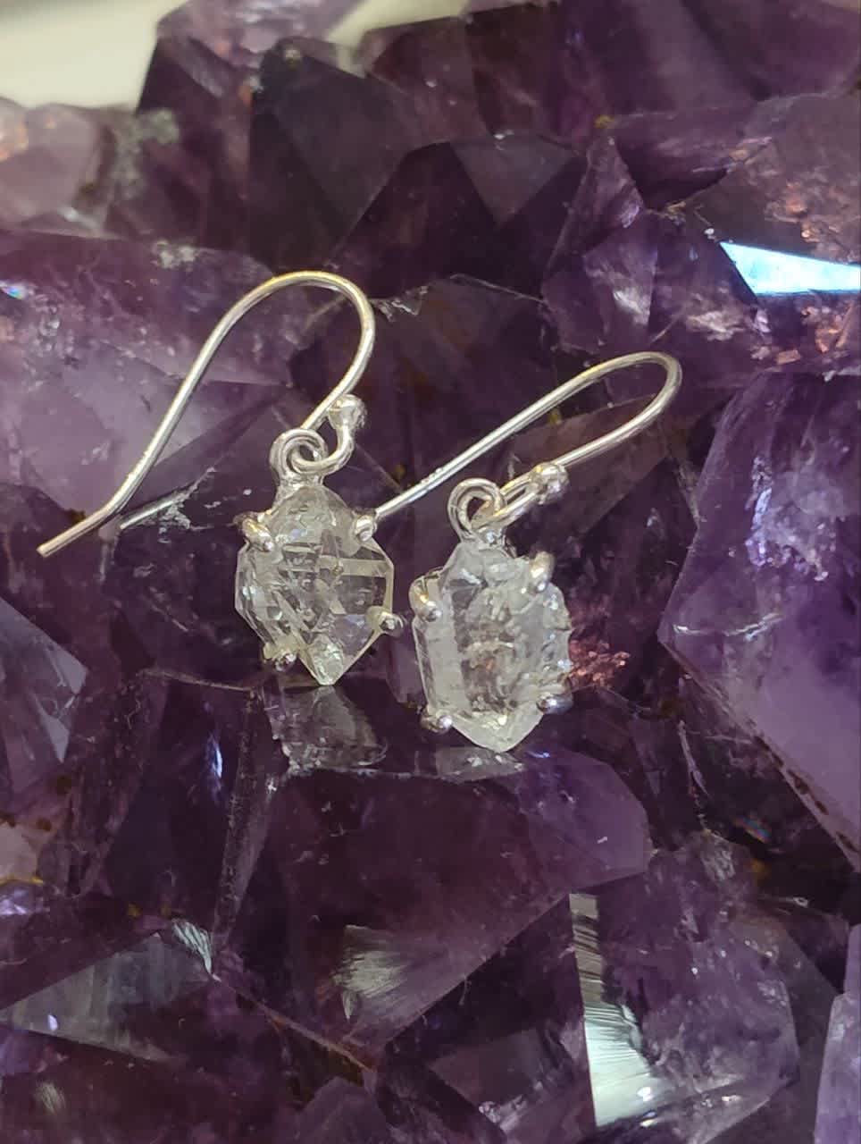Herkimer Diamond Claw Set Earrings