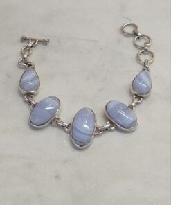 Blue Lace Agate Cab Oval & Teardrop Multi Stone Bracelet