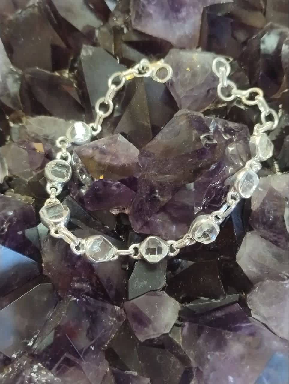 Herkimer Diamond Bezel Set Multi-Stone Bracelet