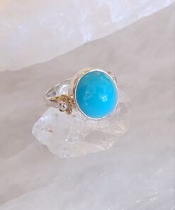 Turquoise Cabochon Round Ring with Accent Band s7