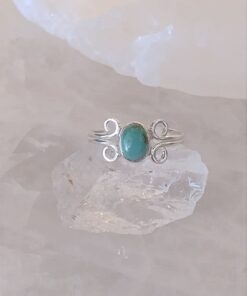 Turquoise Cabochon Oval Ring with Accent Band s7