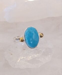 Turquoise Cabochon Oval Ring with Accent Band s7