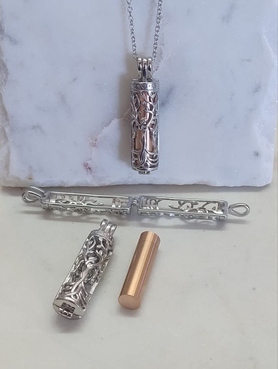 Cremation Keepsake Cylinder Locket - Rose Gold