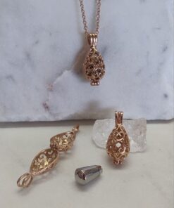 Cremation Keepsake Rose Gold Teardrop Locket - Silver Vessel