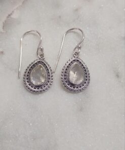 Moonstone Faceted Teardrop Earrings in Jali Setting