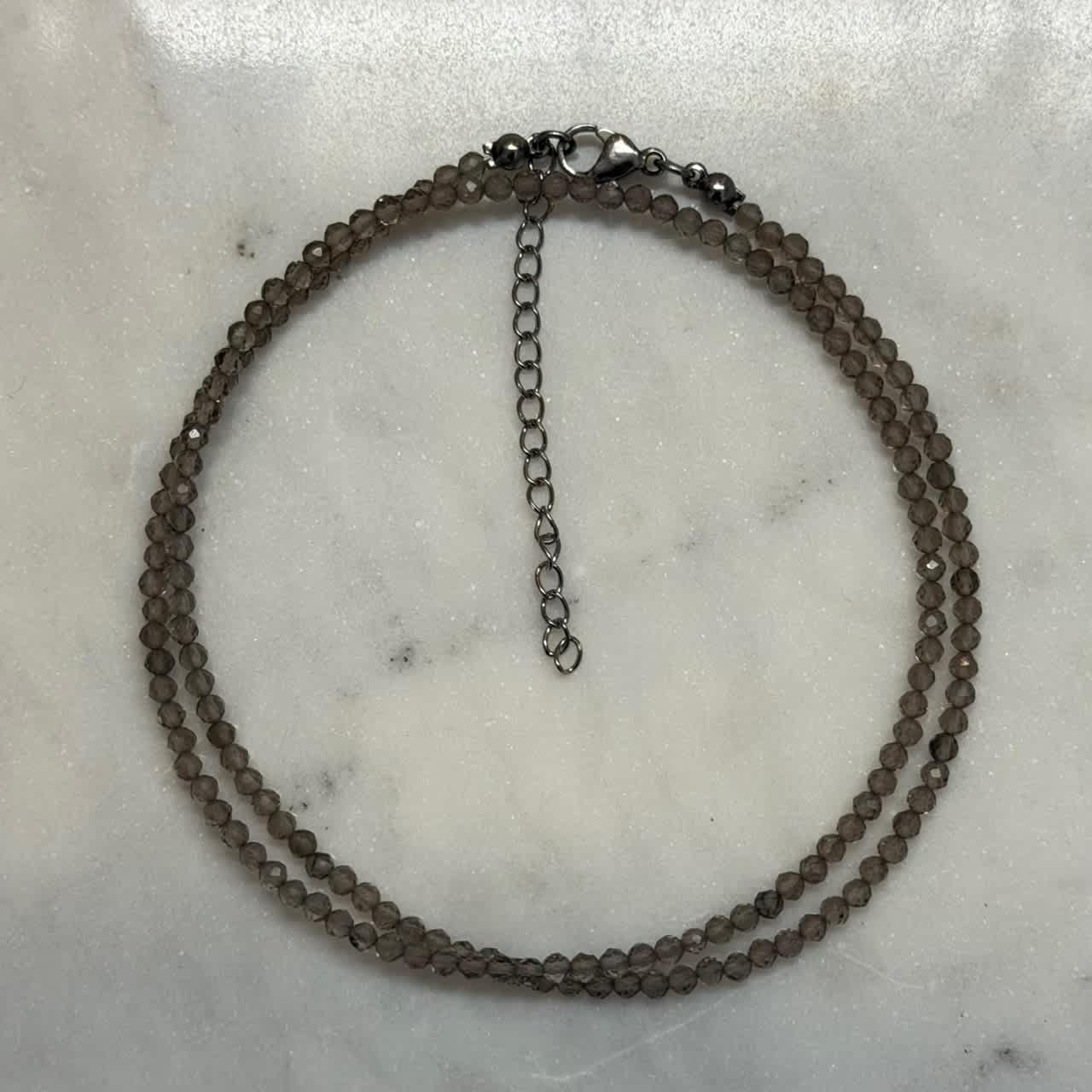 Smokey Quartz Crystal Beaded Necklace