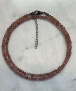 Strawberry Quartz Crystal Beaded Necklace