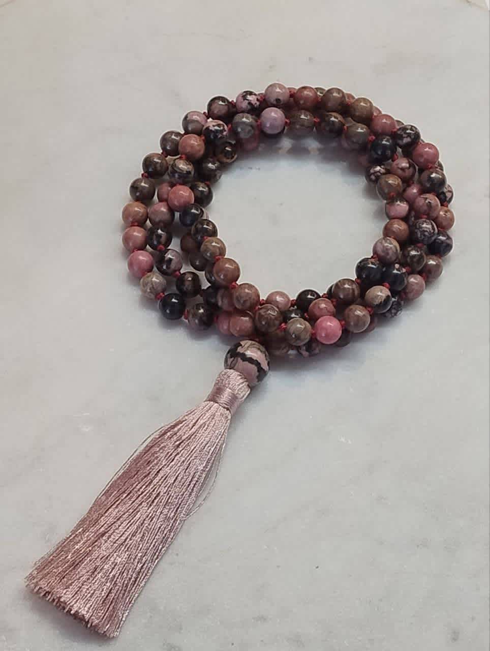 Mala Beads: Rhodonite