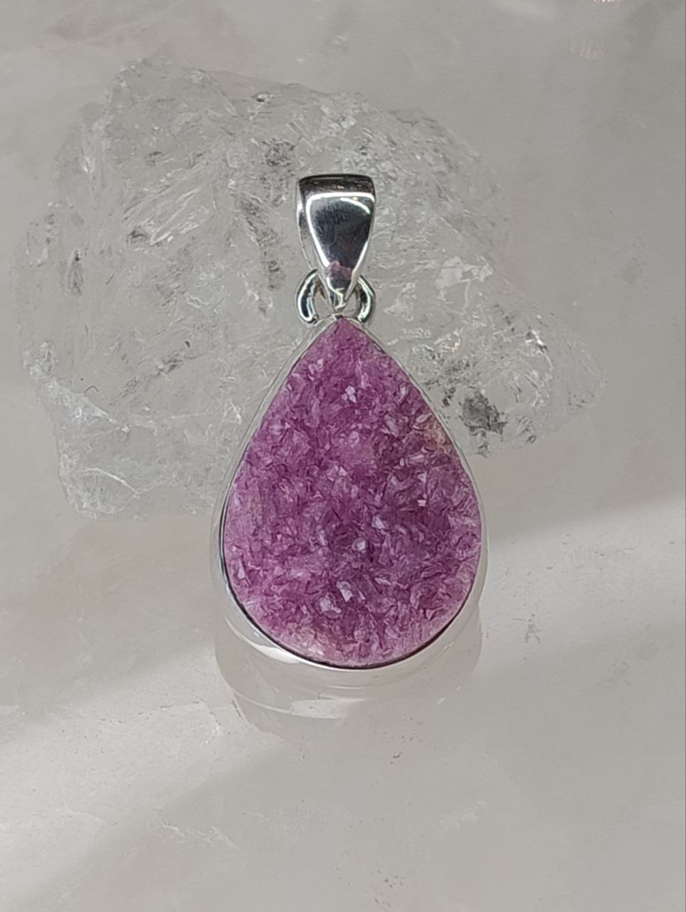 Cobaltian Calcite Druzy Teardrop Pendant