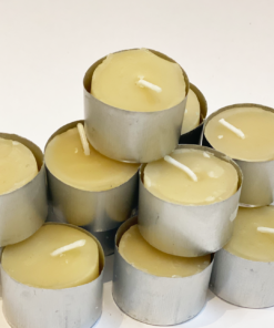Pure Beeswax Tealight Candles: Burn time Approx 6-7 hours each (sold individually)