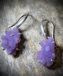 Earrings: Raw Grape Agate Set in 925 Sterling Silver
