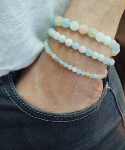 Stretch Bracelets: Aquamarine & Morganite 6mm & 8mm Round Beads