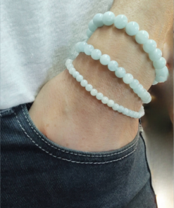 Stretch Bracelets: Aquamarine 4mm, 6mm, & 8mm Round Beads