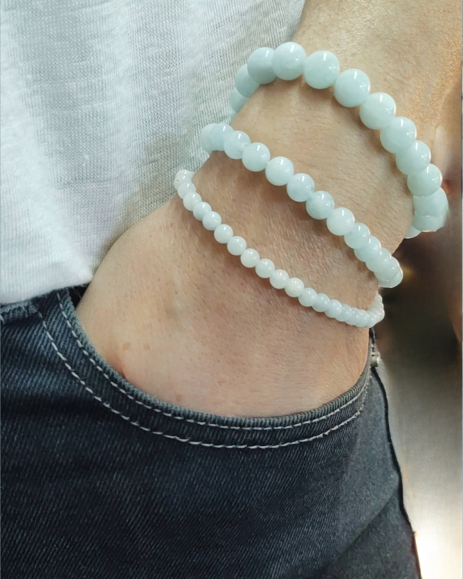 Stretch Bracelets: Aquamarine 4mm, 6mm, & 8mm Round Beads