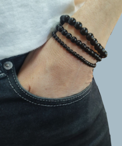 Stretch Bracelets: Black Obsidian 4mm, 6mm, & 8mm Round Beads
