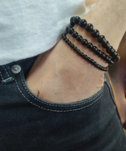 Stretch Bracelets: Black Tourmaline 4mm, 6mm, & 8mm Round Beads