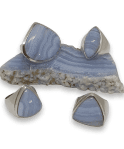 Blue Lace Agate Rings set in 925 Sterling Silver