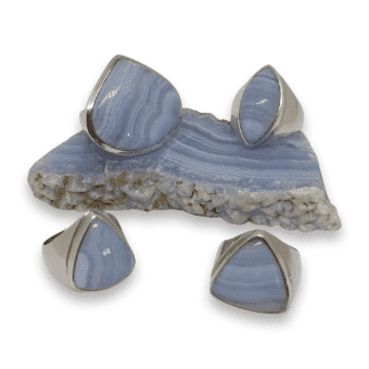 Blue Lace Agate Rings set in 925 Sterling Silver