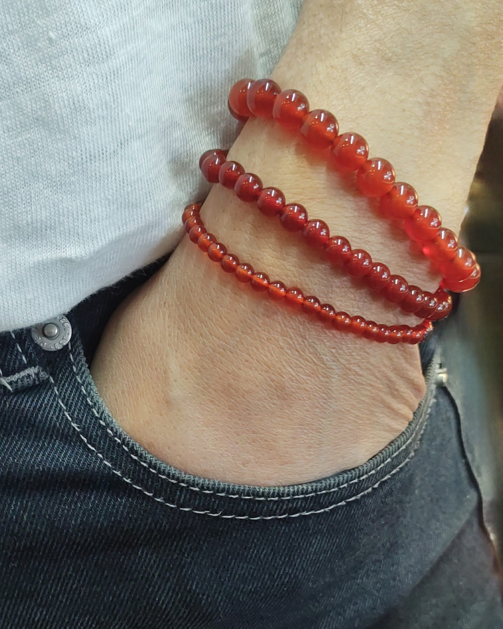 Stretch Bracelets: Carnelian 4mm, 6mm, & 8mm Round Beads