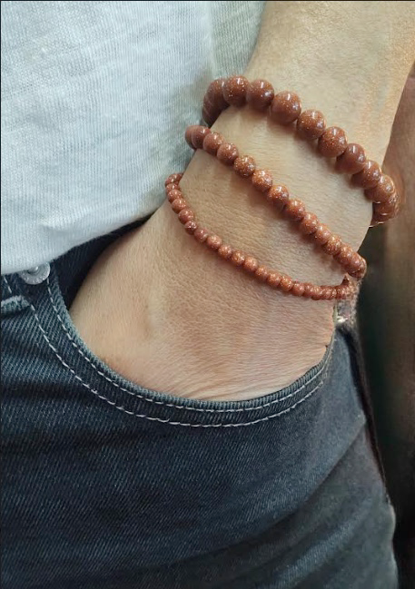 Stretch Bracelets: Goldstone 4mm, 6mm, & 8mm Round Beads