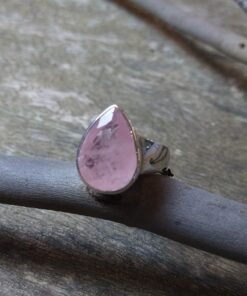 Ring: Faceted Morganite Crystal Set in 925 Sterling Silver (S)