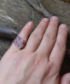 Alternative view of Ring: Raw Morganite Crystal Set in 925 Sterling Silver (L )