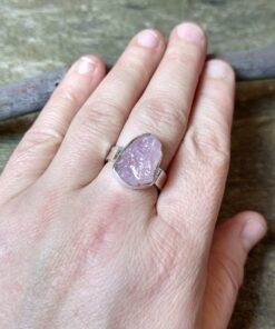 Alternative view of Ring: Raw Morganite Crystal Set in 925 Sterling Silver (Q )