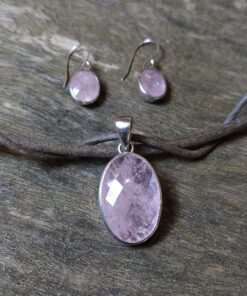 Alternative view of Pendant: Faceted Morganite Crystal Set in 925 Sterling Silver