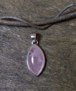 Pendant: Cabachon Cut & Polished Morganite Crystal Set in 925 Sterling Silver