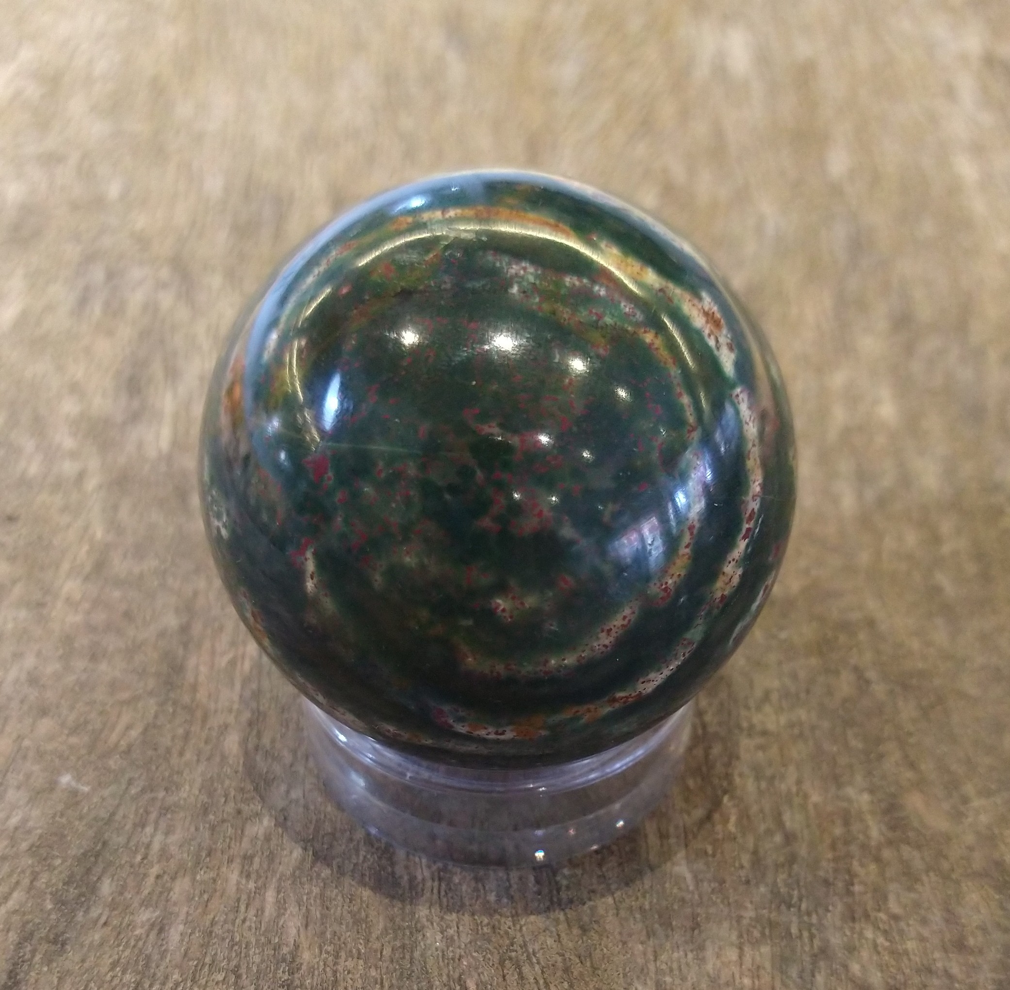 Natural Crystal: Cut & Polished Bloodstone Sphere (Approx 5cm)