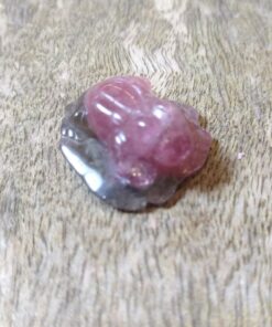 Alternative view of Natural Crystals: Hand Carved & Polished Watermelon Tourmaline Frog (Approx 2.5x2.5x2cm)