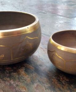 Tibetan Singing Bowls: 2 Sizes to choose from (Tibetan Auspicious Symbol, Curved Design, comes with Wooden Wand)