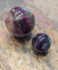 Alternative view of Natural Crystals: Cut & Polished Rainbow Fluorite Spheres