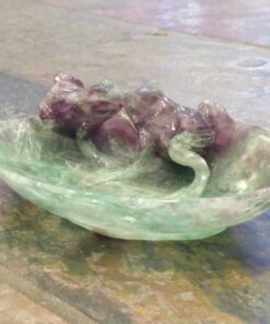 Natural Crystal: Hand Carved & Polished Rainbow Fluorite Frog Bowl (Approx 25x20x8cm)