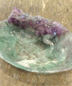 Alternative view of Natural Crystal: Hand Carved & Polished Rainbow Fluorite Frog Bowl (Approx 25x20x8cm)